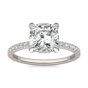 Cushion Custom Hidden Halo 3/4 Eternity Engagement Ring image, 